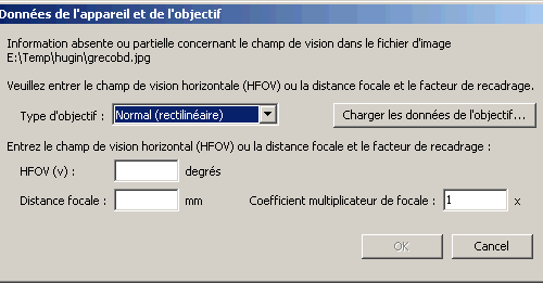Données de l'appareil et de l'objectif Données de l'appareil et de l'objectif