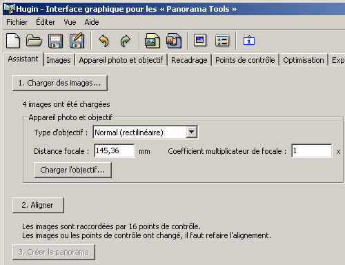 Onglet "Assistant" après définition des points de contrôle Onglet "Assistant" après définition des points de contrôle