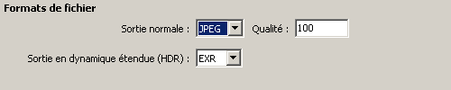 Sélection du format JPEG pour l'image finale Sélection du format JPEG pour l'image finale